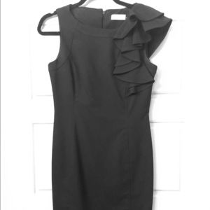 Calvin Klein Black Dress with Ruffle Shoulder